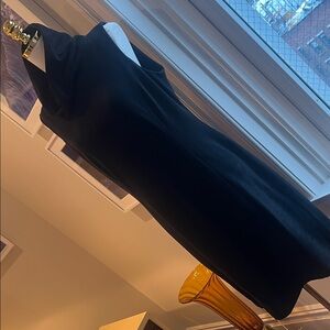 Elegant Funnel Neck Black Midi Dress